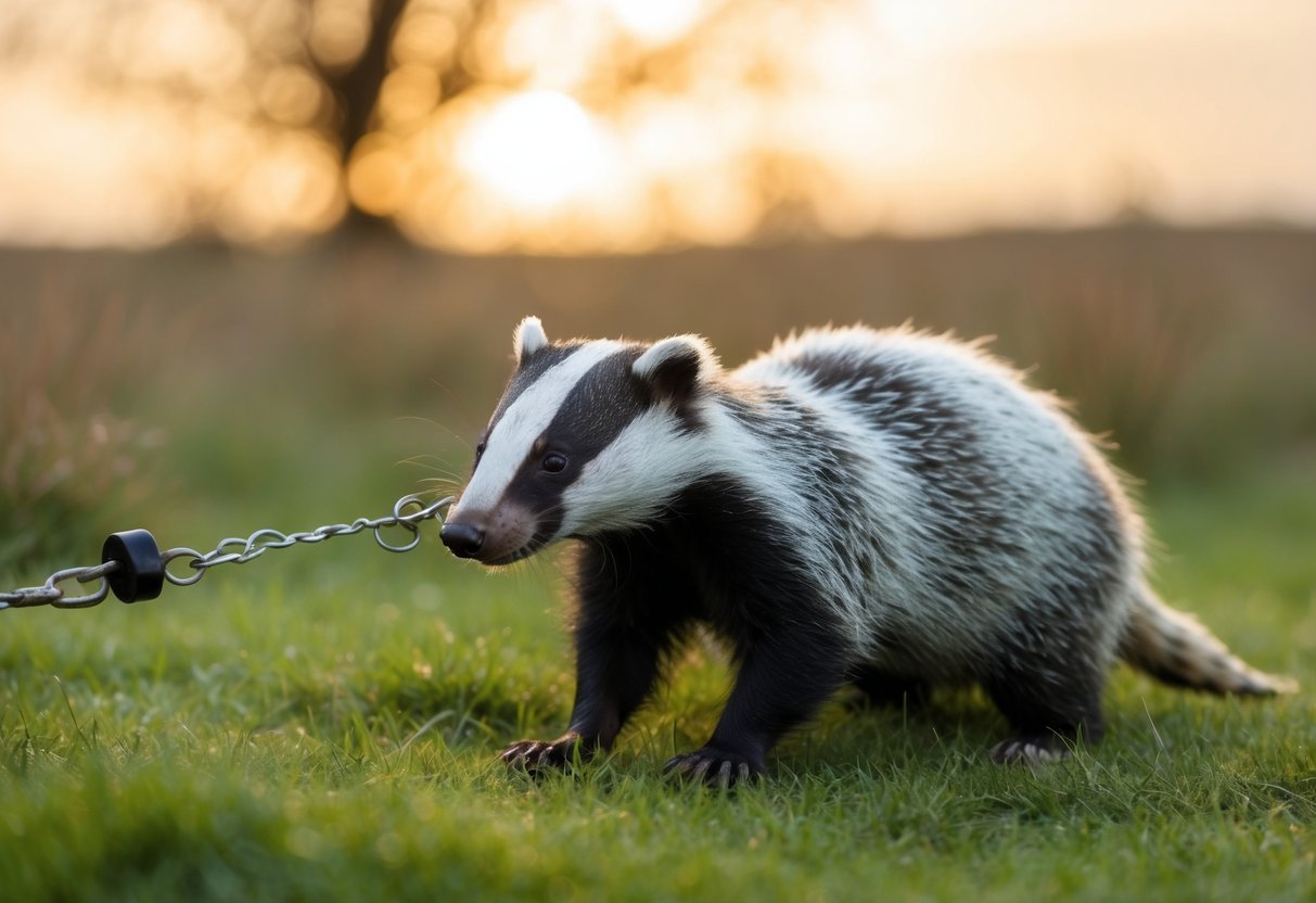 A badger being trapped and euthanized in the UK countryside