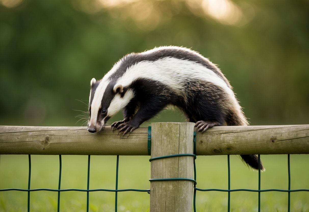 A badger climbs a 6ft fence with ease, using its strong claws and agile body to navigate the obstacle
