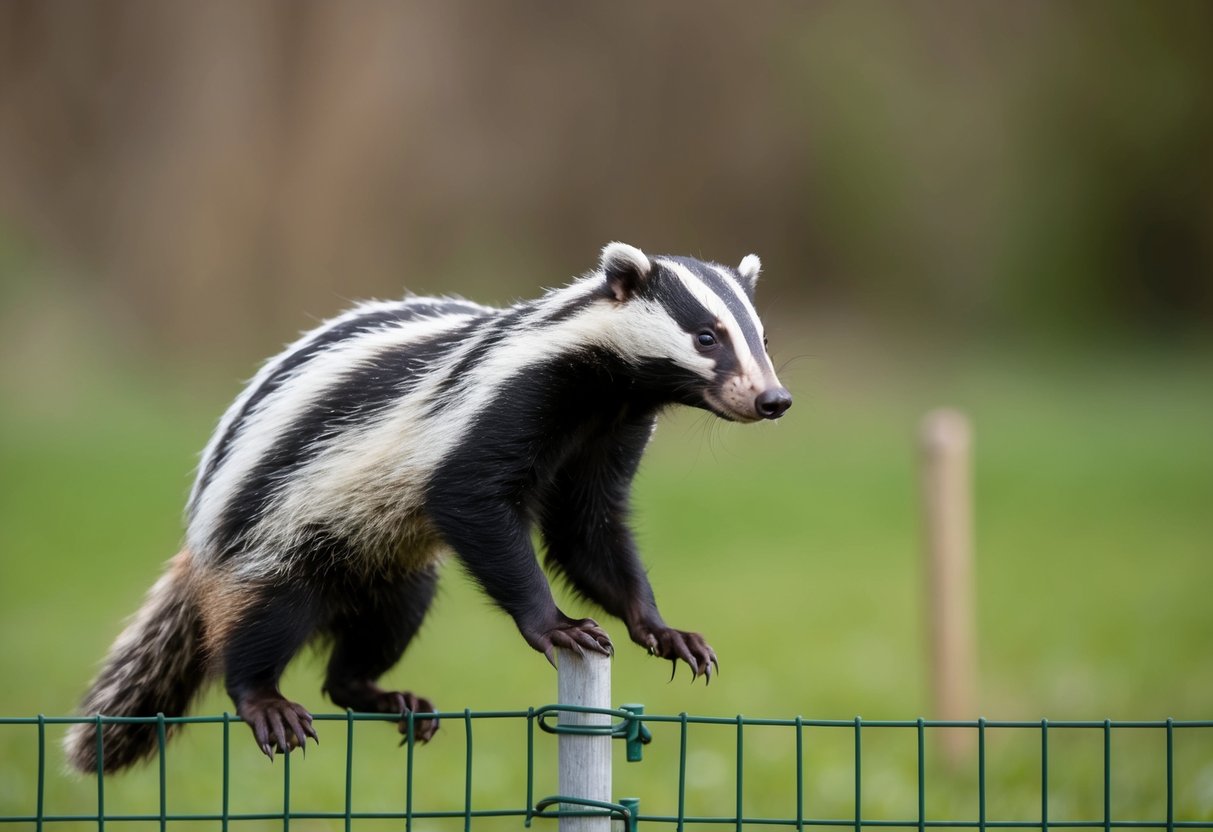 A badger effortlessly scales a 6ft fence, using its strong claws and powerful hind legs to climb to the top