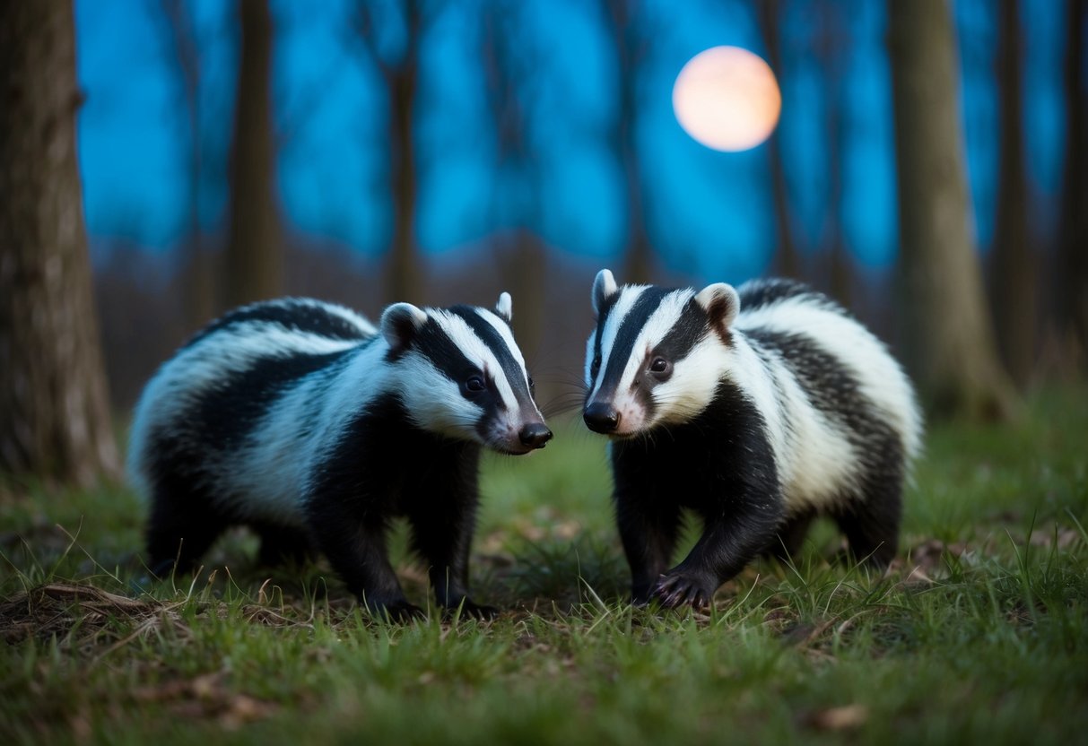 Badgers roam up to 2 miles at night, foraging in moonlit woods