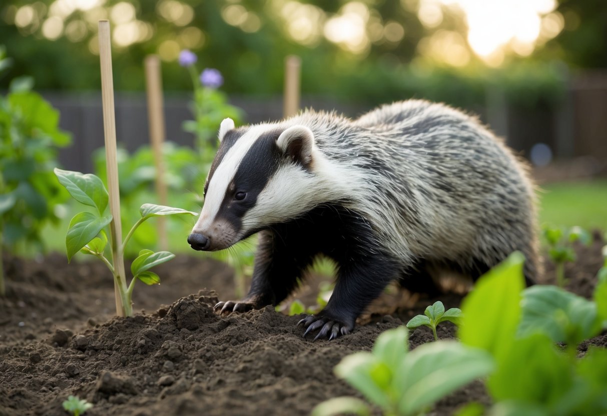 A badger digs up a garden, spreading disease to plants