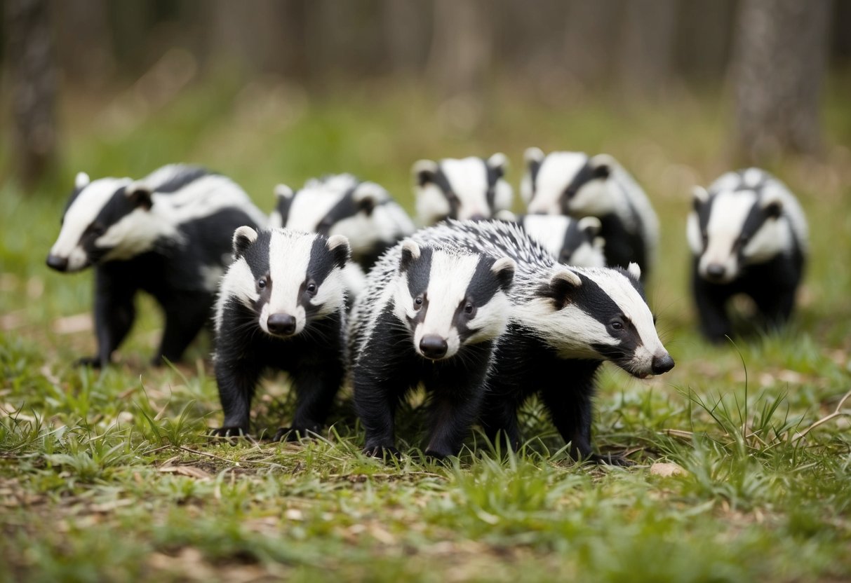 A group of badgers being targeted and culled by government officials in a forested area