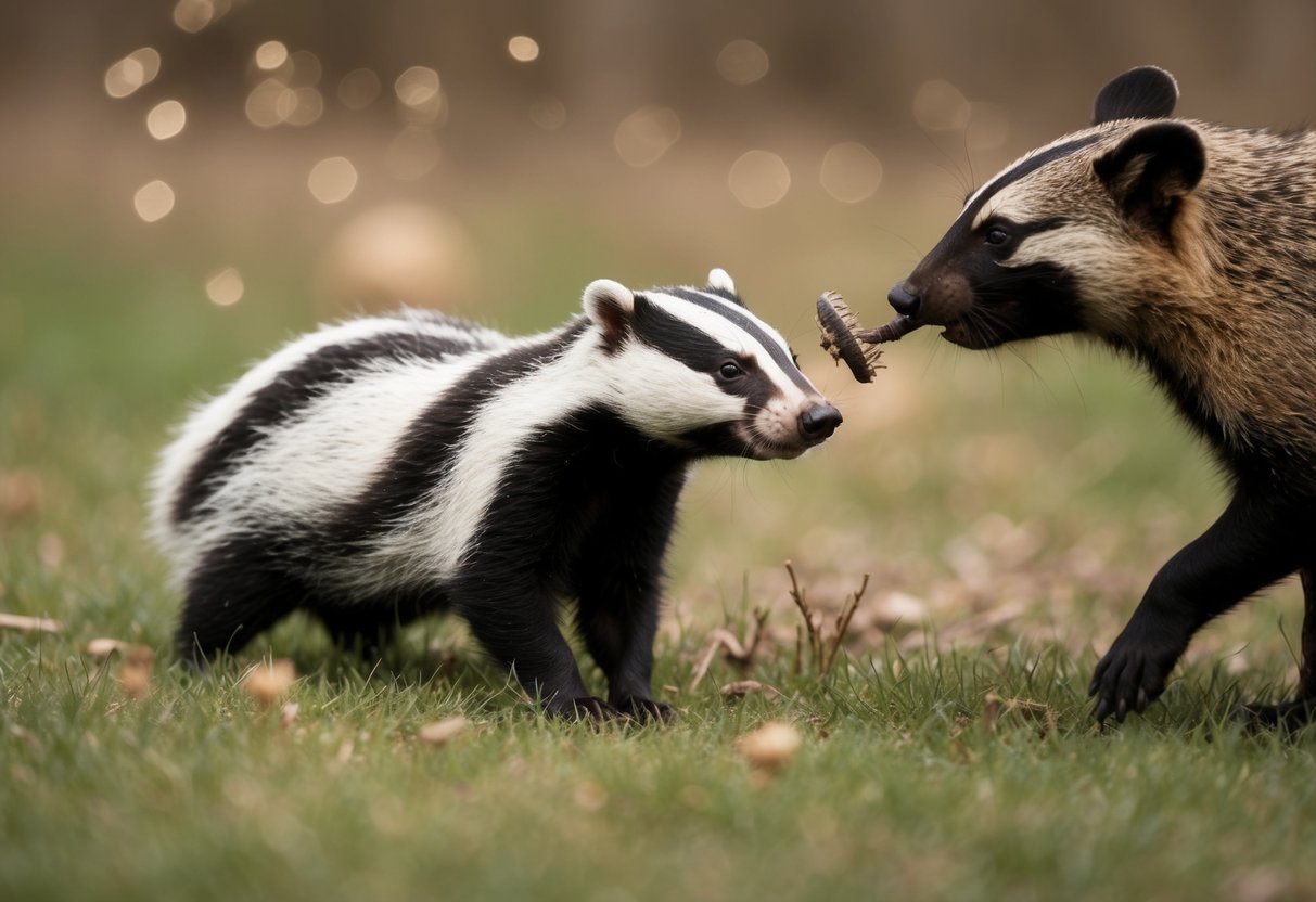 A badger being hunted by a predator, disrupting the ecosystem and threatening cultural beliefs