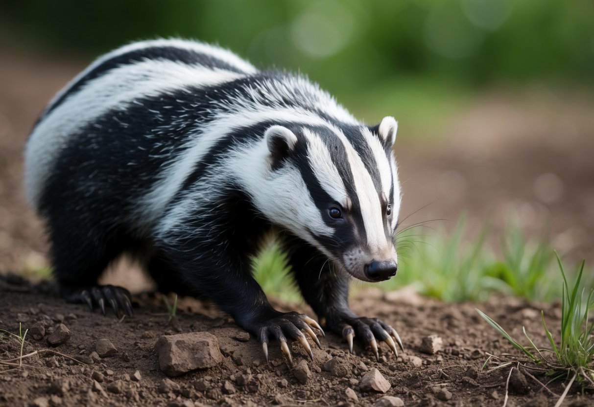A badger snarls, its sharp claws digging into the earth as it sizes up its surroundings