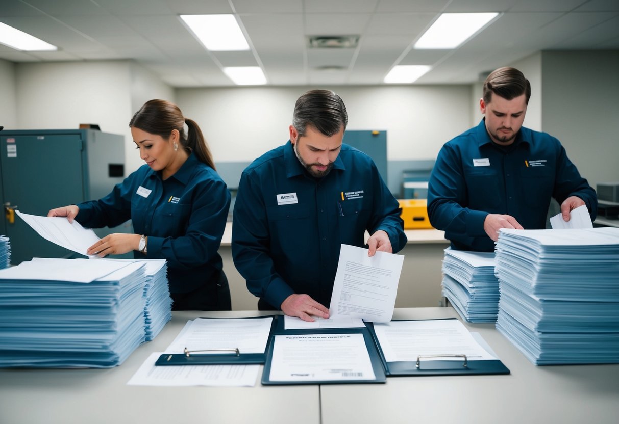 A secure shredding facility in Georgia with employees disposing of confidential documents according to compliance regulations