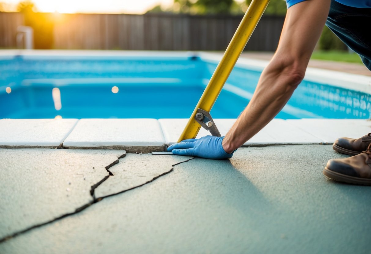 A pool with cracked and worn surfaces being resurfaced with new materials and techniques