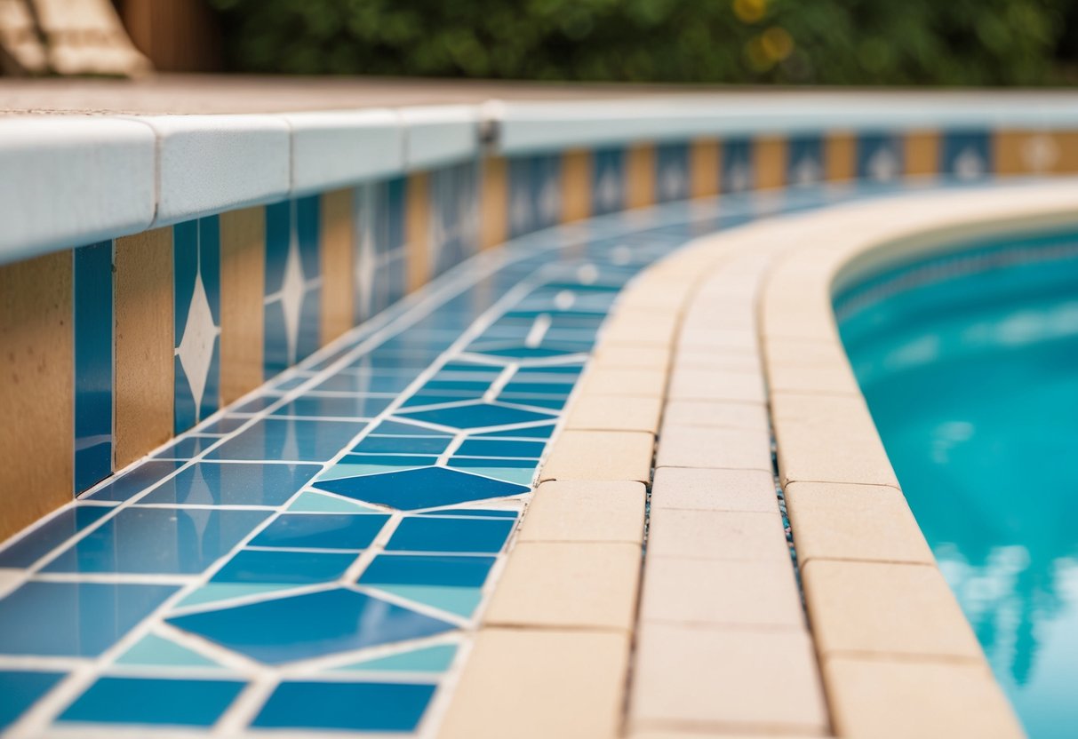 A pool with chipped and faded tiles being resurfaced with a smooth, modern material in a bright, inviting color