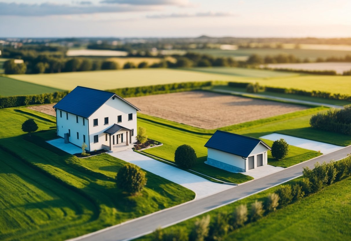 A landscape with a plot of land and a building, both clearly defined and separate, with attention to detail in the valuation techniques used