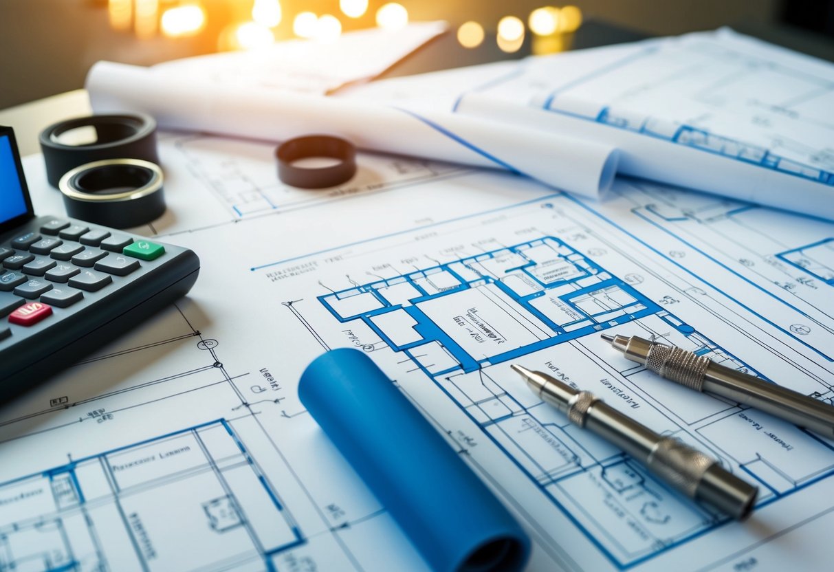Essential Steps for Successful Commercial Plumbing System Installation: Key Considerations and Best Practices 1 A blueprint of a commercial building with detailed plumbing system design and installation plans spread out on a drafting table