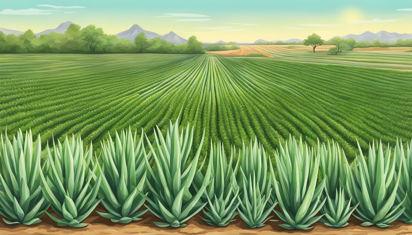 Aloe Vera plants growing in a field of Texas superfoods