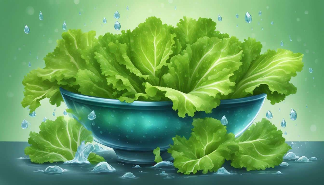 A bowl of fresh, crisp lettuce surrounded by droplets of water