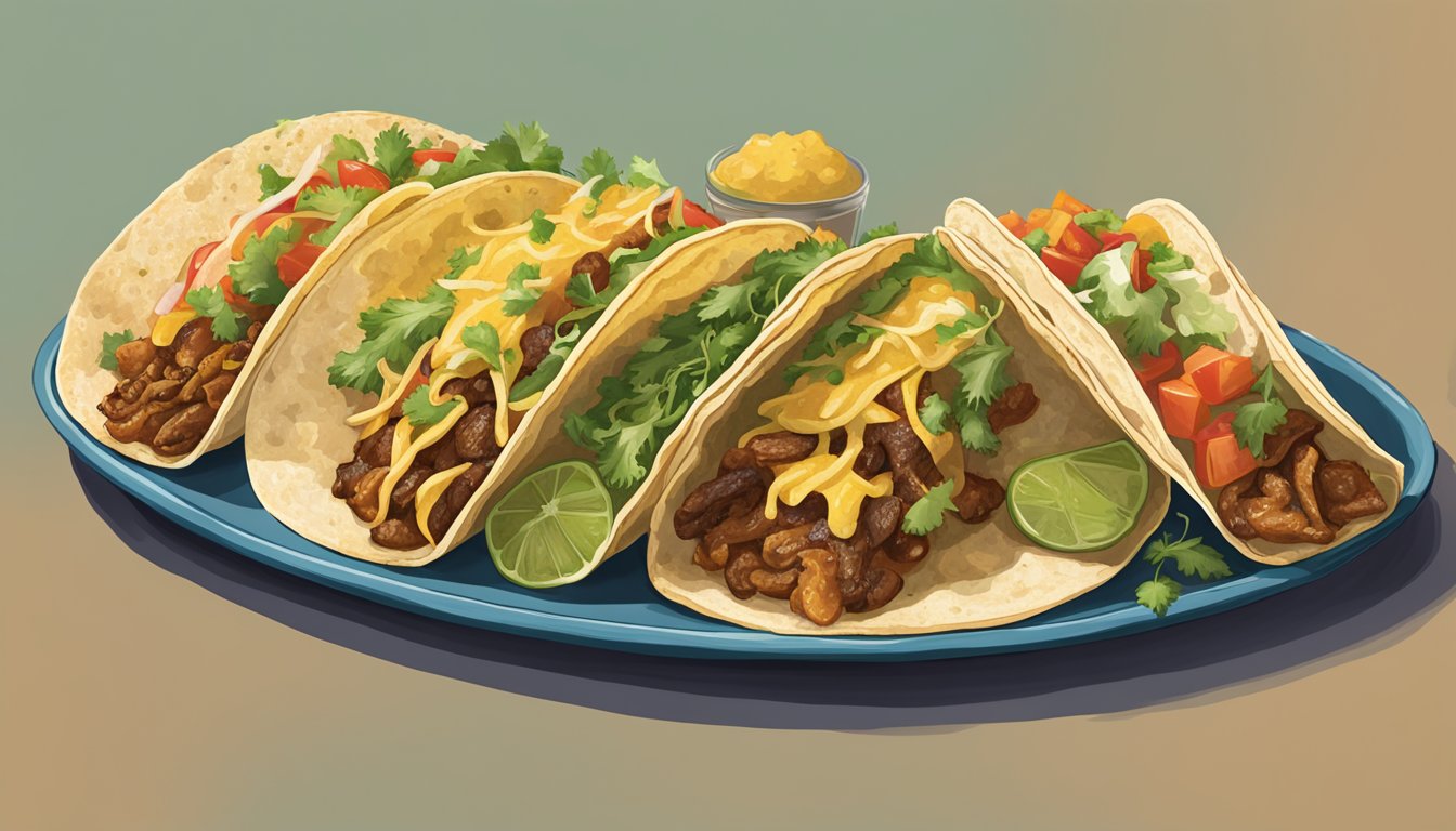 A colorful platter of seven farm-to-table tacos in San Antonio