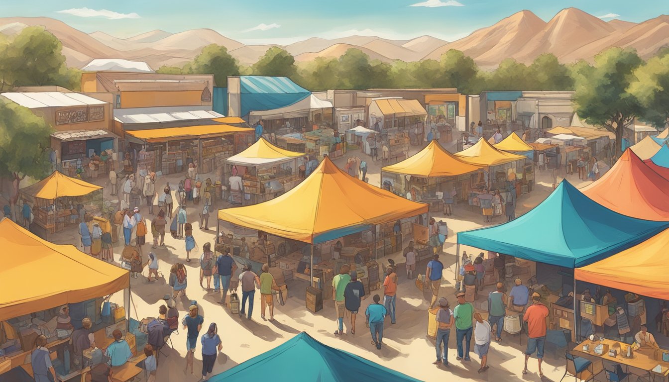 The sun city craft beer festival is in full swing, with colorful tents, bustling crowds, and live music filling the air