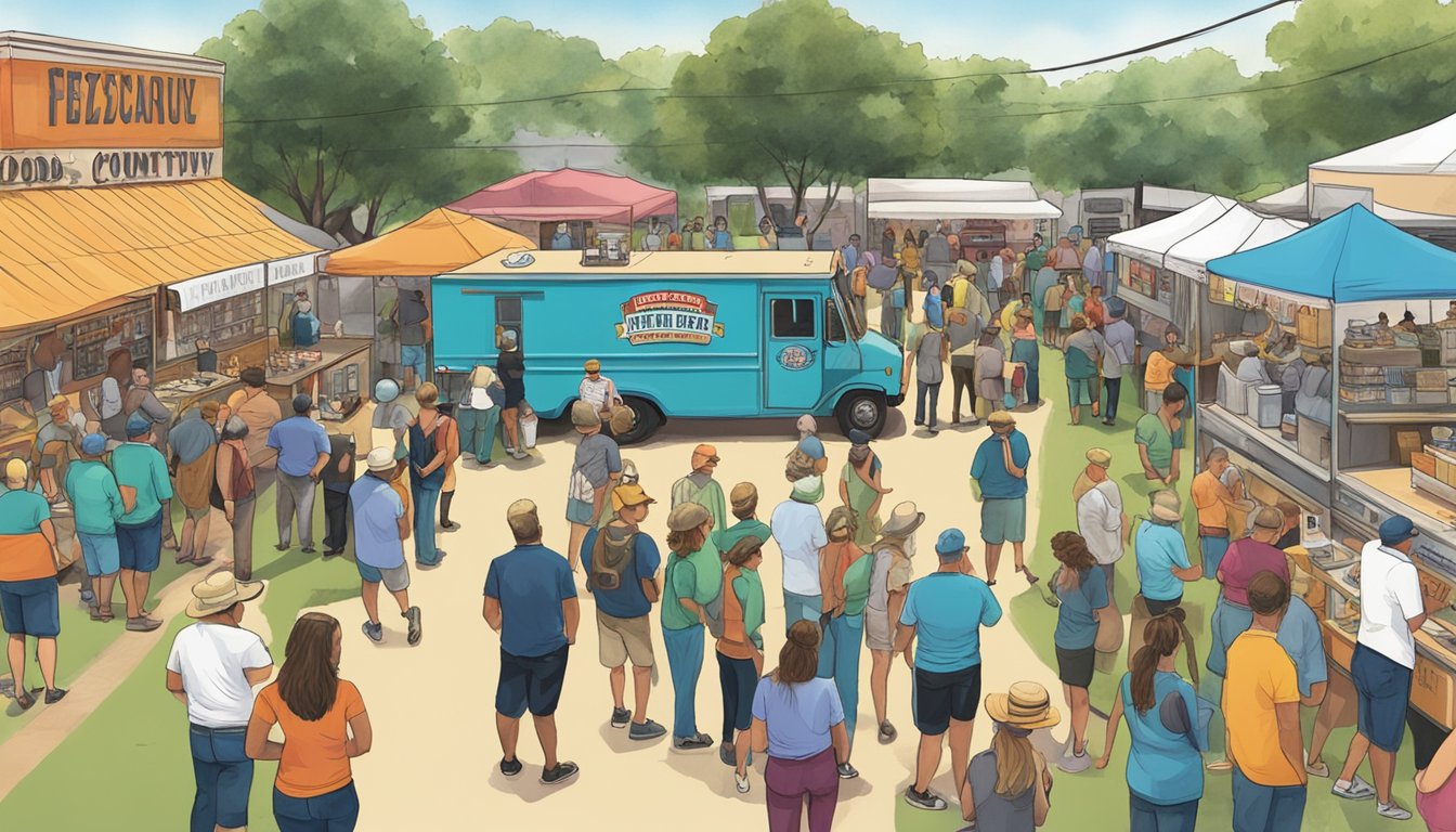 Crowds gather at the hill country food truck festival in New Braunfels. Vendors and attendees follow health and safety measures