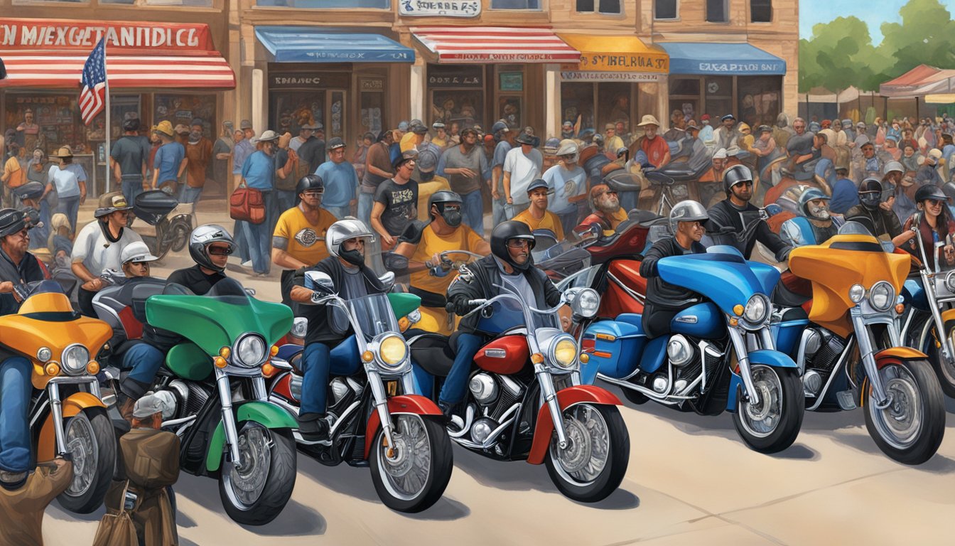 The Republic of Texas Biker Rally has a significant impact on the local economy, with rows of motorcycles, vendors, and crowds of people filling the streets