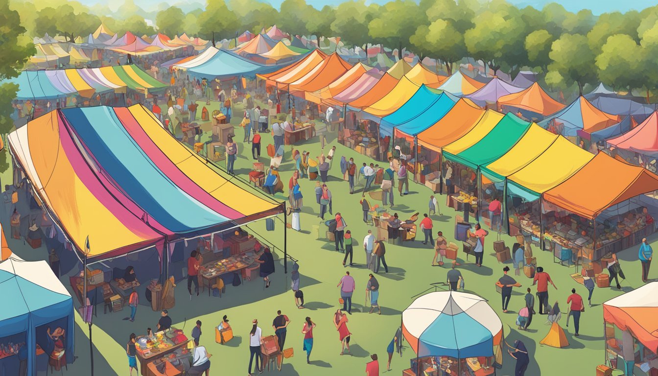 A bustling outdoor festival with colorful tents, live music, and the aroma of spicy cajun cuisine wafting through the air