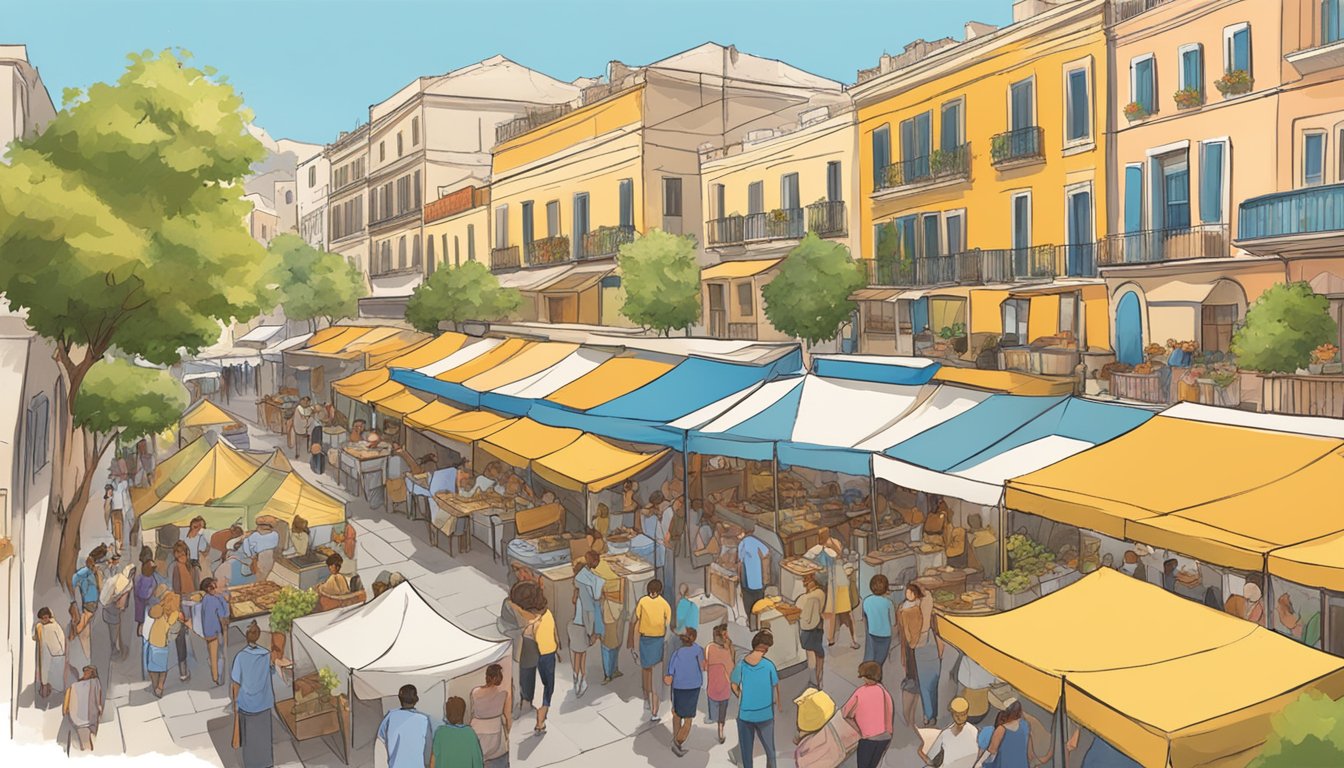 Colorful tents line the streets, filled with the aroma of sizzling souvlaki and sweet baklava. Greek music fills the air as people gather to celebrate the cultural significance of Greek cuisine