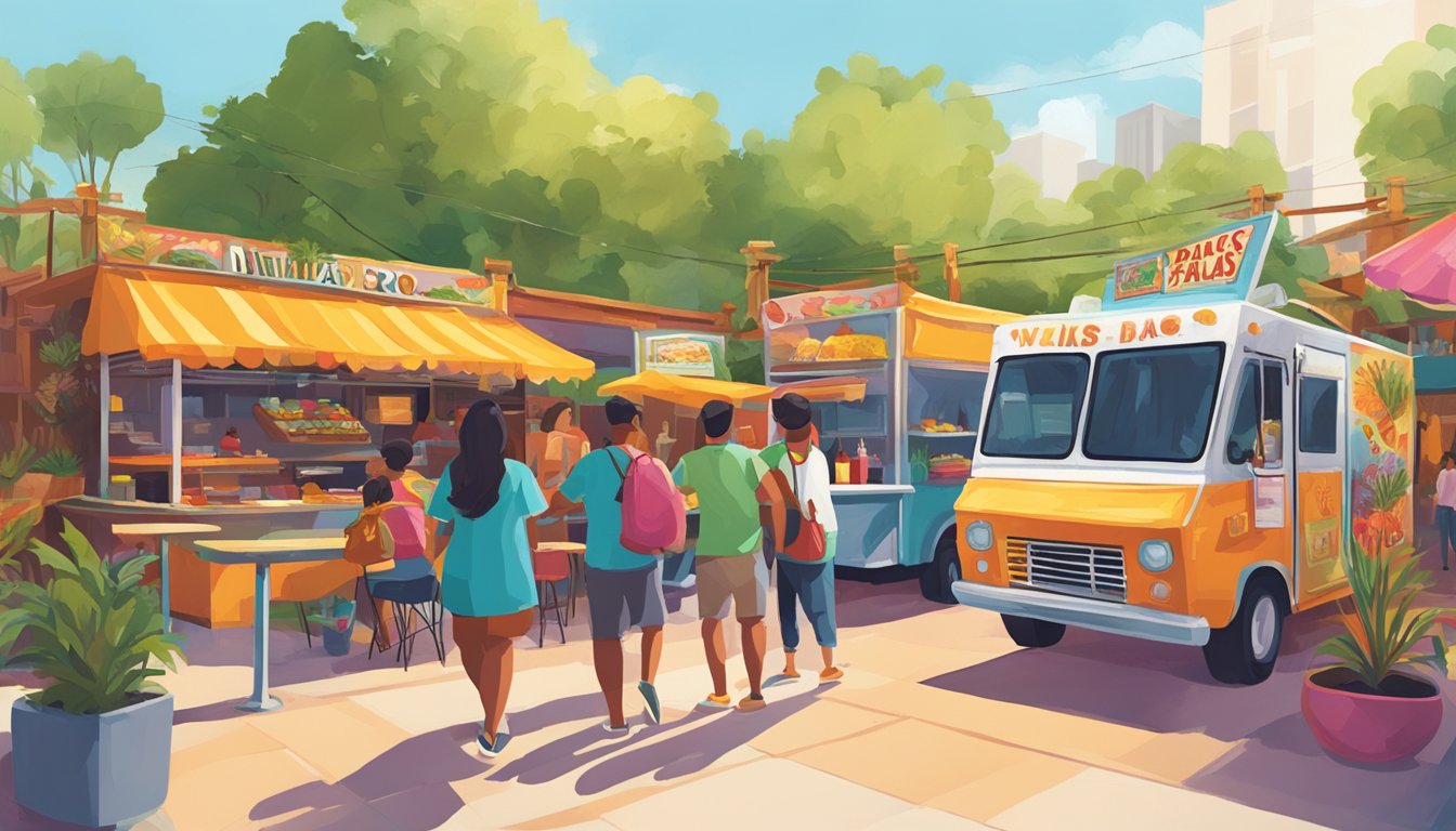 Colorful food trucks line the pathways of each park, serving up mouthwatering tacos to eager visitors. The aroma of sizzling meat and fresh salsa wafts through the air, creating a vibrant and lively atmosphere