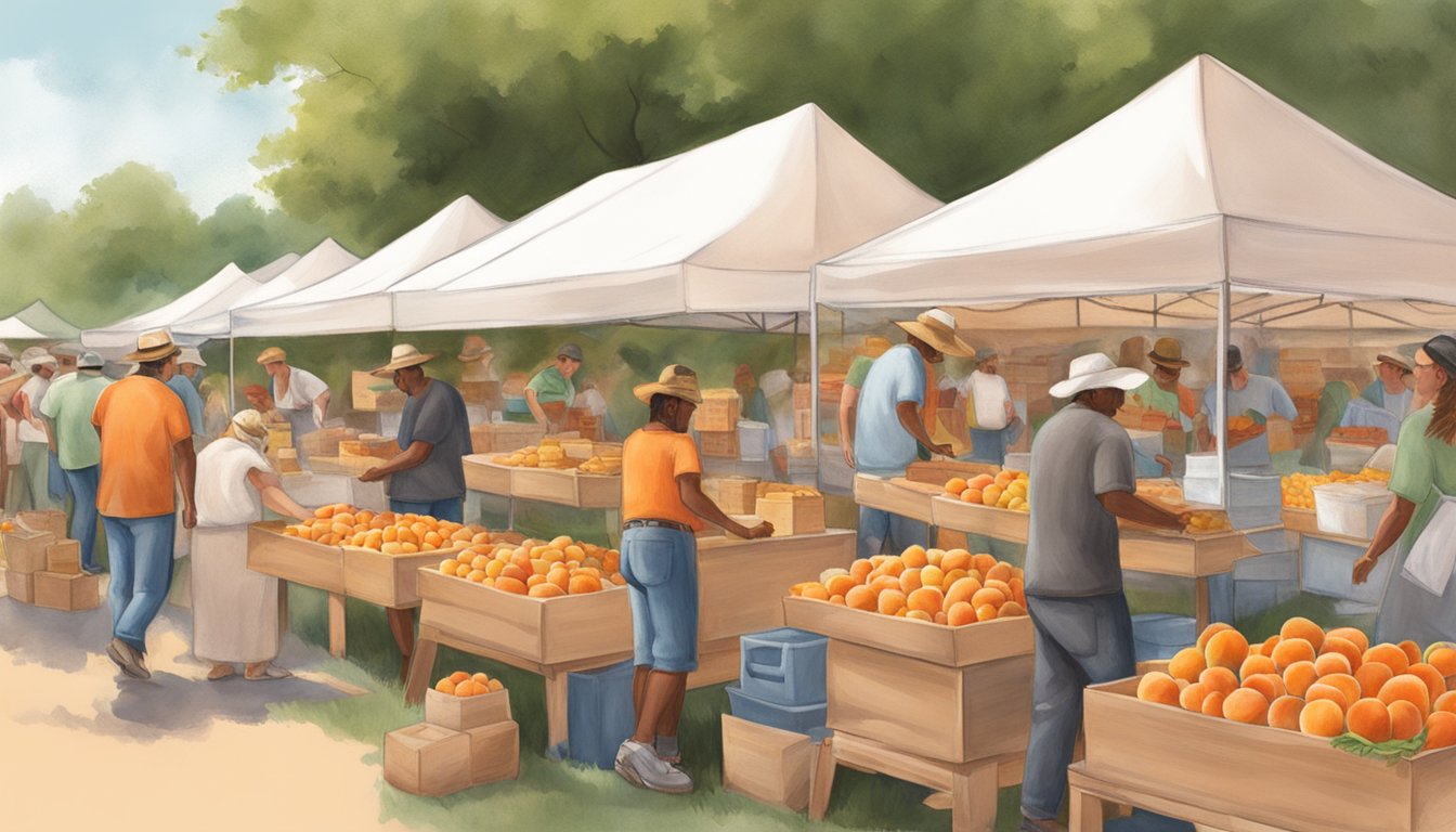 Vendors selling peach-themed products at Texas Peach Festival