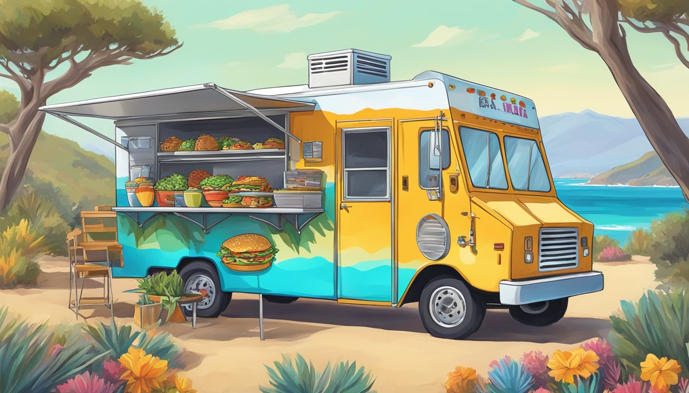 A colorful food truck serves up delicious tacos amidst the scenic beauty of Channel Islands National Park