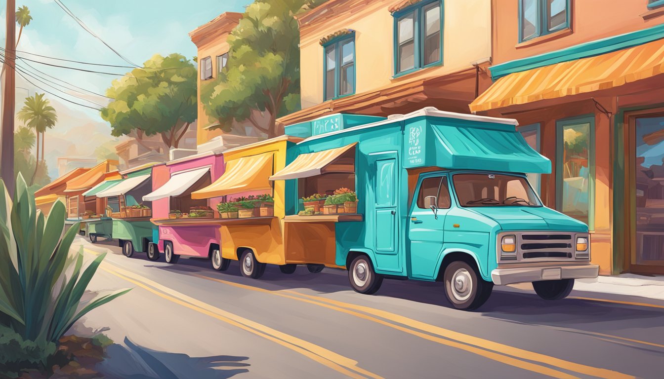 Colorful taco trucks line the vibrant streets of California's Bohemian districts, each offering unique and flavorful taco varieties