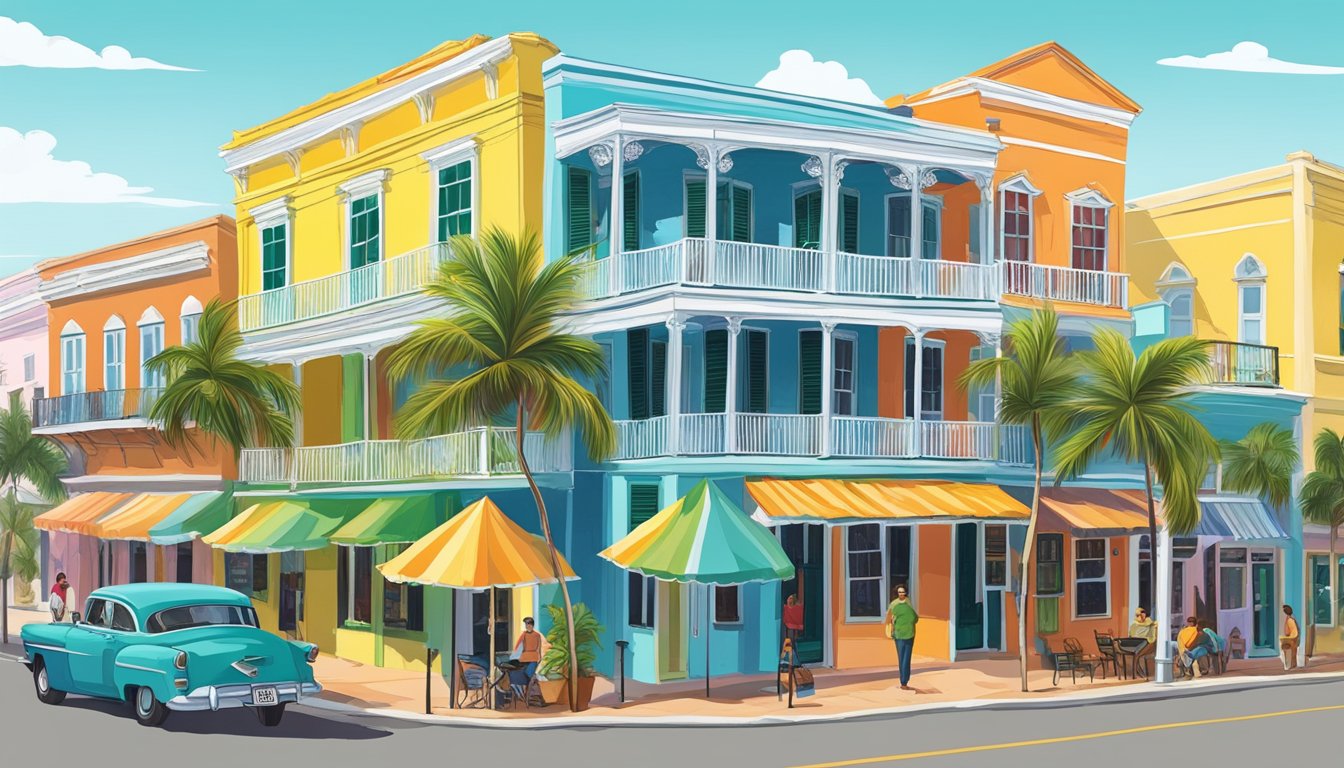 Colorful buildings line the streets of Key West's historic Cuban district, with the tantalizing aroma of sizzling tacos filling the air