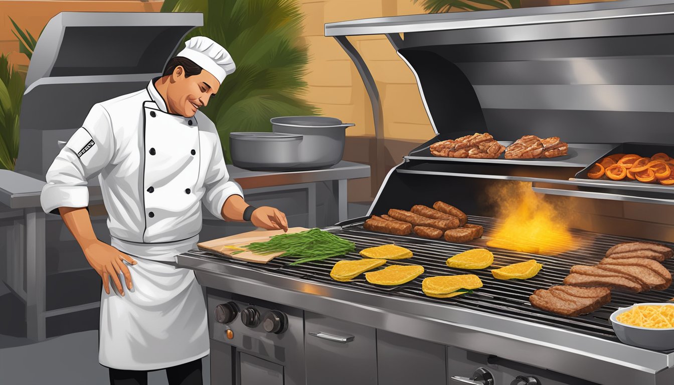 A chef expertly grills citrus-marinated meats and prepares fresh ingredients for the best tacos in Florida's citrus belt