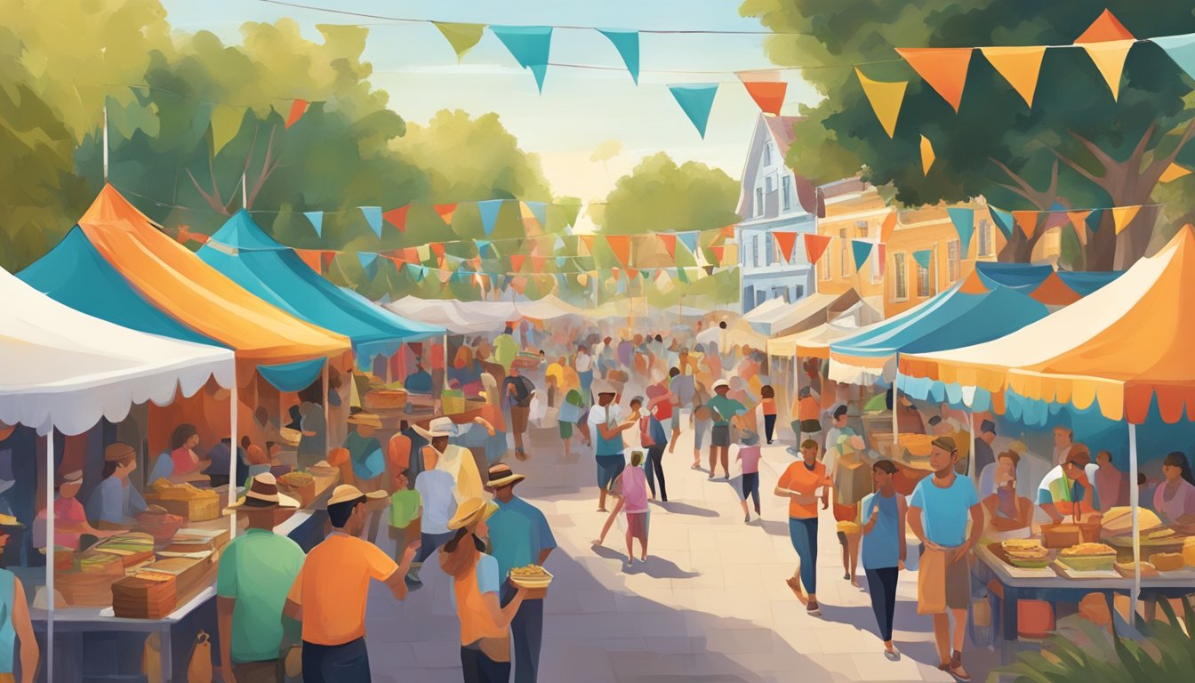 A lively cultural festival in a Florida Dutch heritage town, with colorful tents and food vendors serving up the best tacos