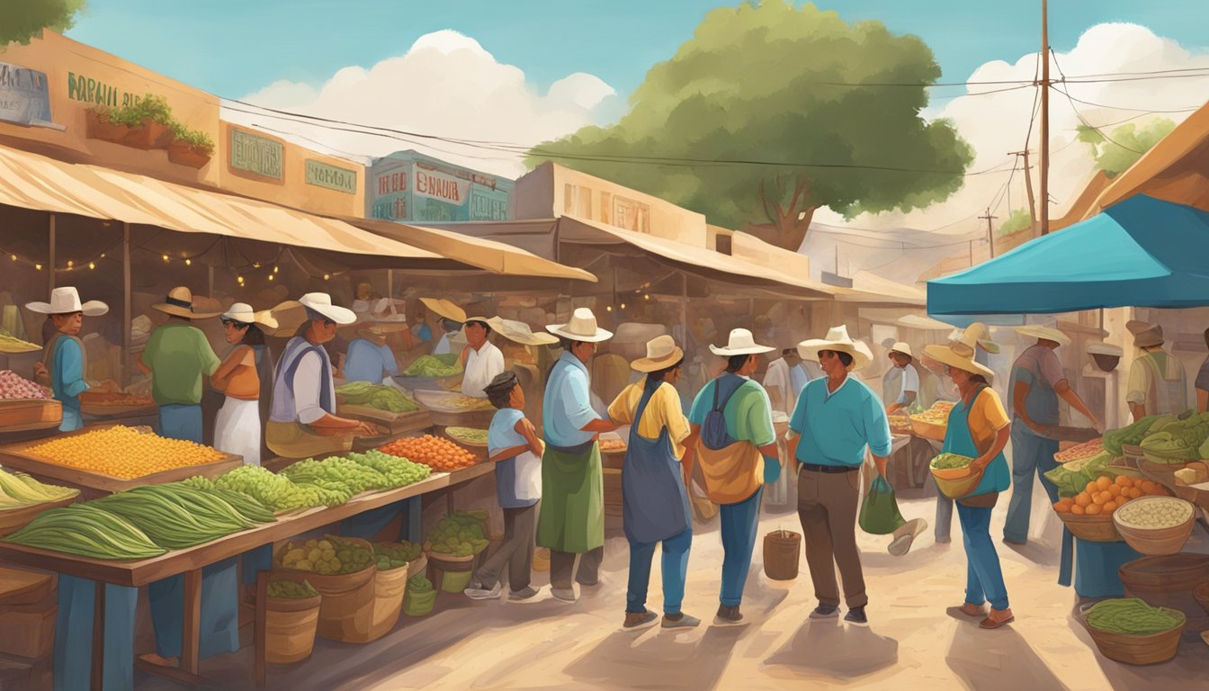 A bustling street market in Tequila Country, with vendors selling fresh, locally sourced ingredients for the best tacos