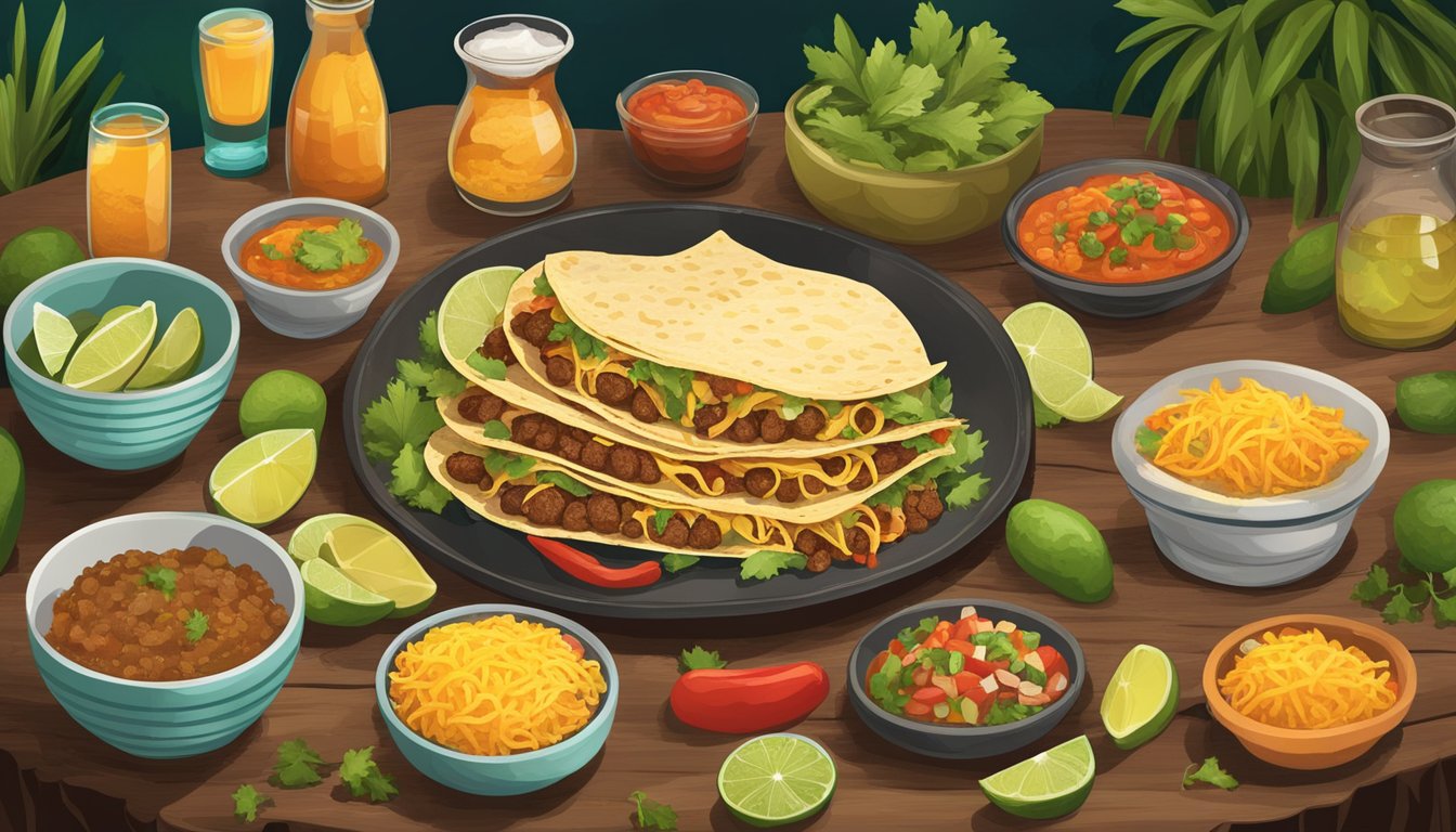 A traditional Mexican cenote with a spread of authentic taco ingredients and recipes