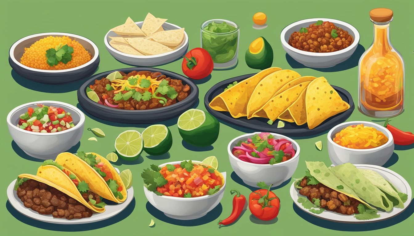 A colorful array of traditional and modern taco ingredients and cooking techniques, showcasing the evolution of Mexico's gastronomic scene