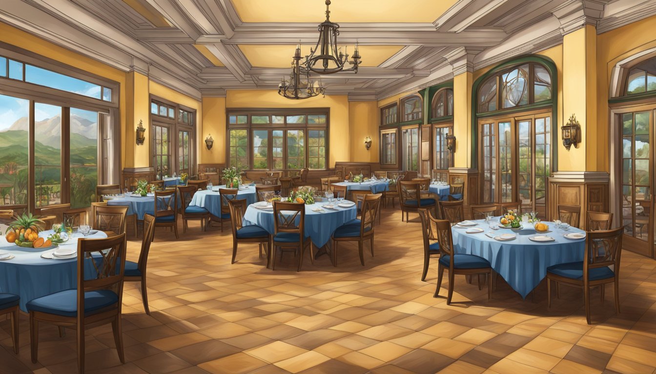 A grand dining hall filled with Texan decor and Brazilian cuisine