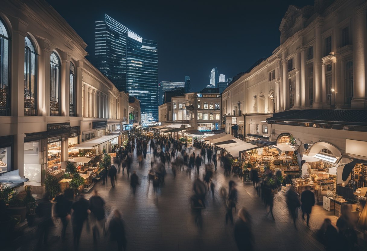 A bustling digital marketplace with various businesses and e-commerce stores, all powered by WordPress. The platform's popularity evident through its widespread usage and diverse range of products