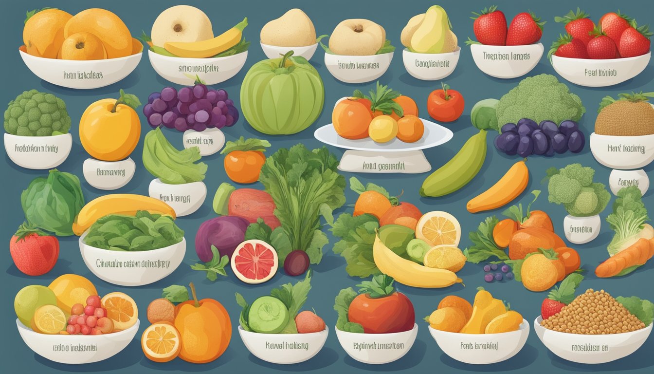 A colorful array of fruits, vegetables, and grains arranged in a balanced and nutritious feeding schedule for a 9-month-old baby