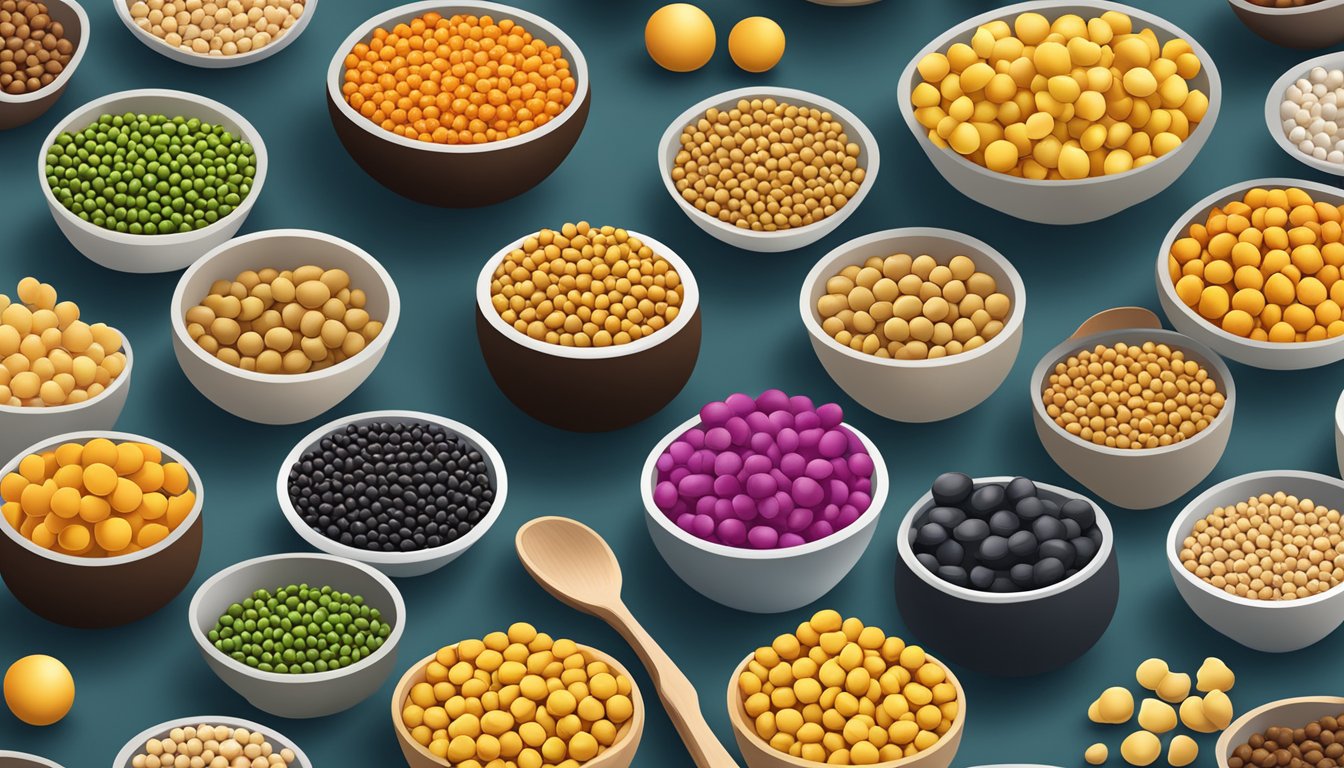 A colorful array of chickpeas, along with other iron-rich foods, arranged in a vibrant and inviting display