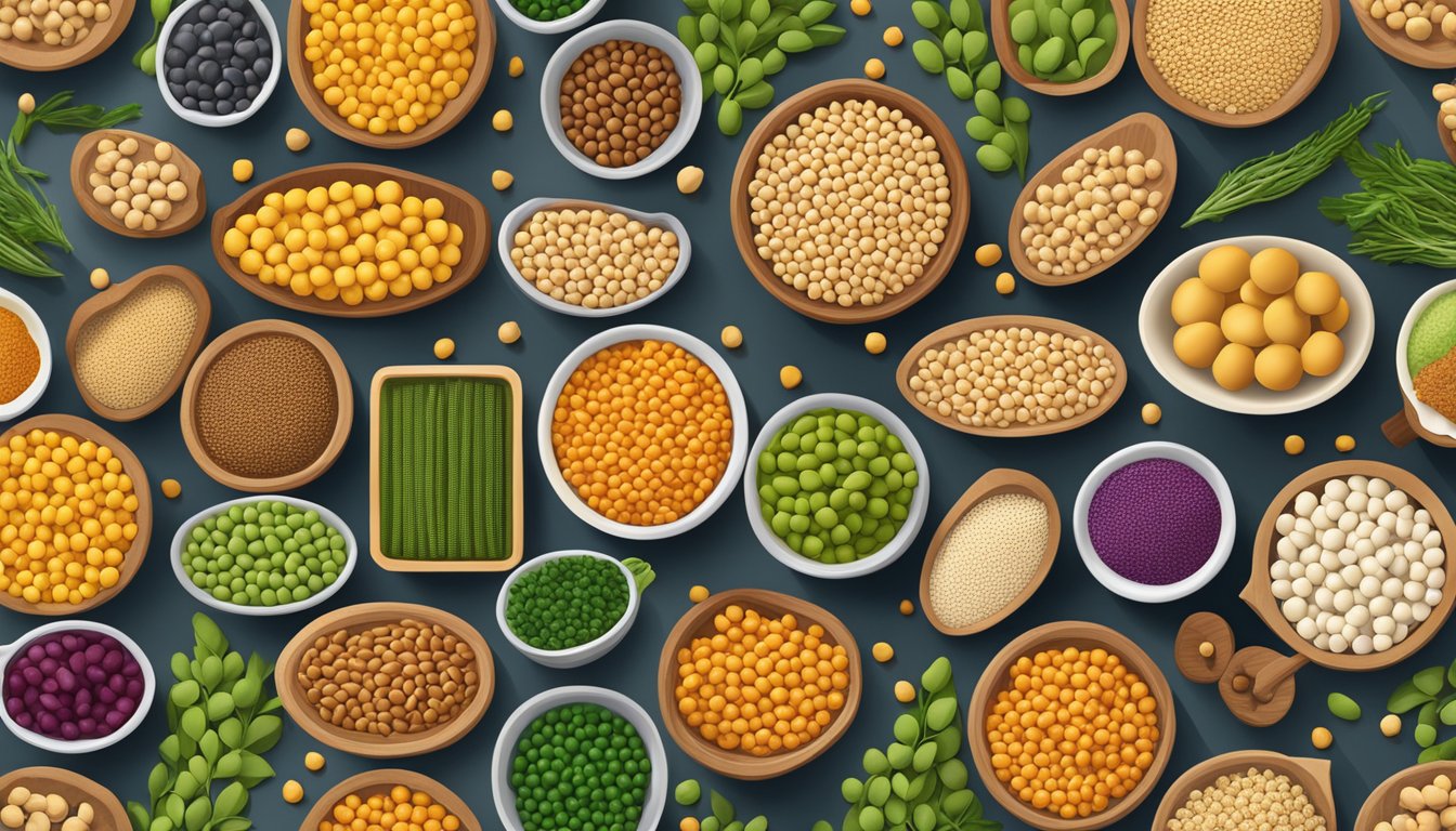 A colorful array of chickpeas, along with other folate-rich foods, arranged in a vibrant and inviting display