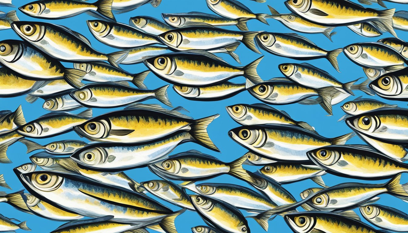 A plate of sardines surrounded by sunlight, with a clear blue sky in the background