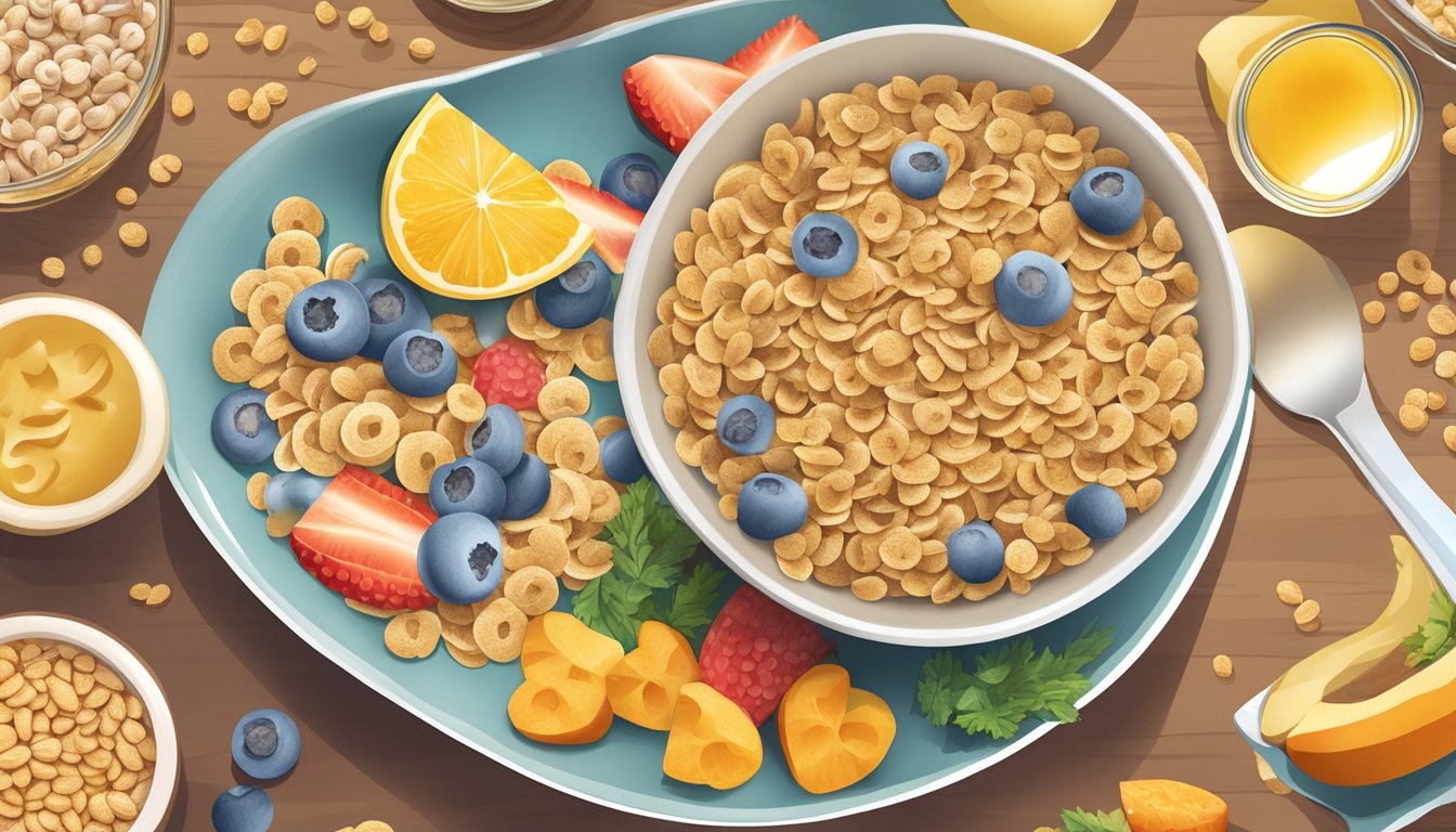 A bowl of fortified cereal surrounded by foods high in vitamin D3