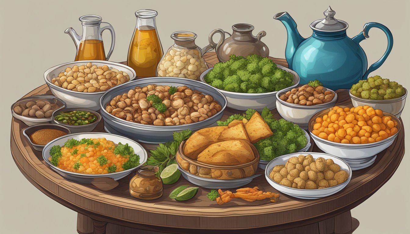 A table with traditional Turkish foods and beverages, surrounded by elevated levels of arsenic