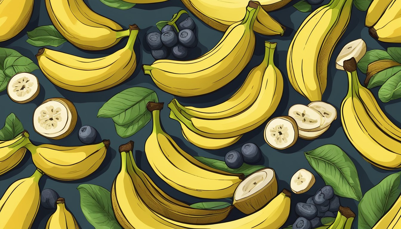 A bunch of bananas surrounded by other magnesium-rich foods