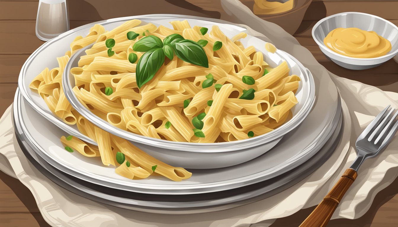 A plate of creamy pasta with a rich, high-cholesterol sauce