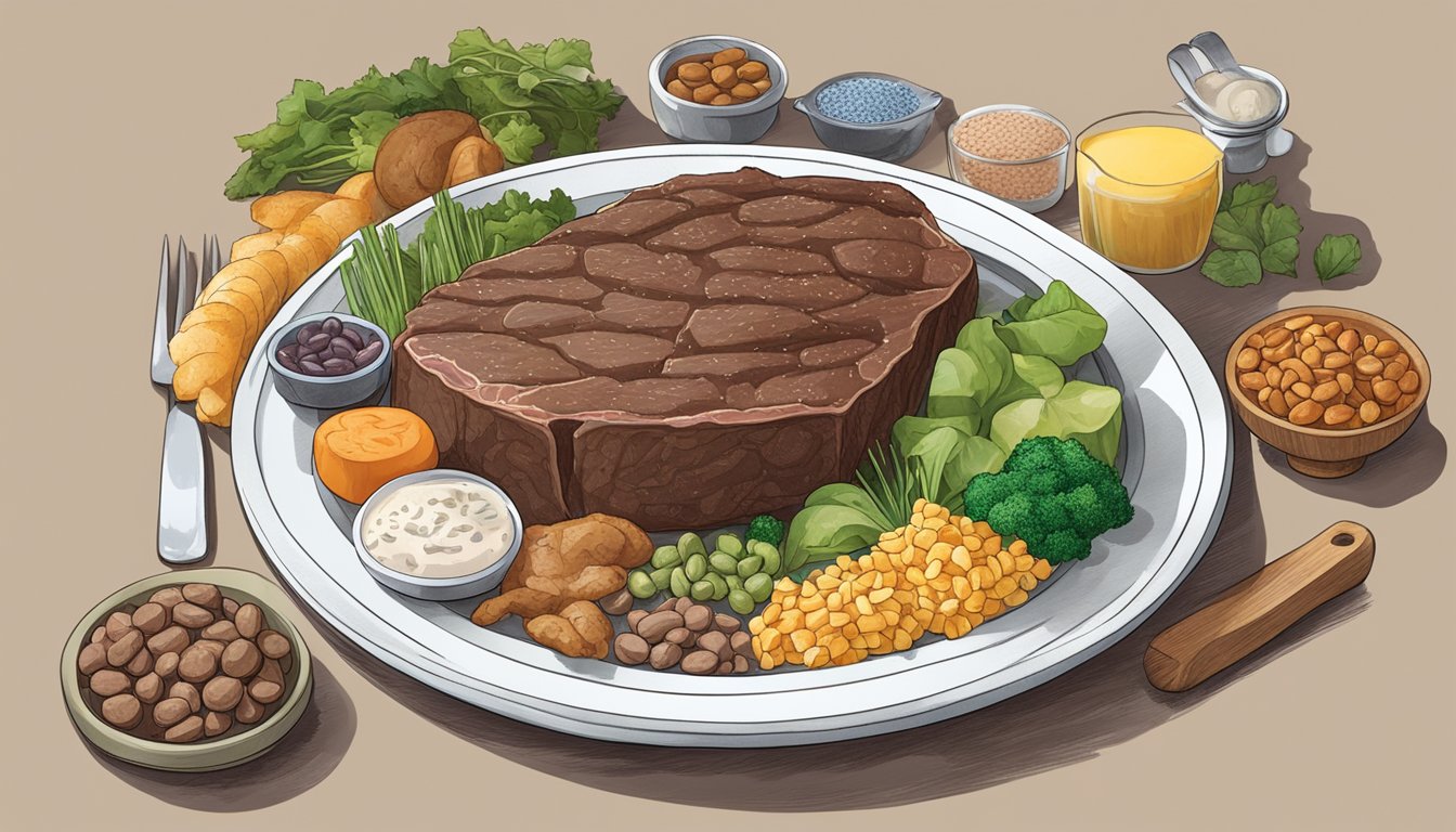 A plate of beef liver surrounded by foods high in nucleic acid