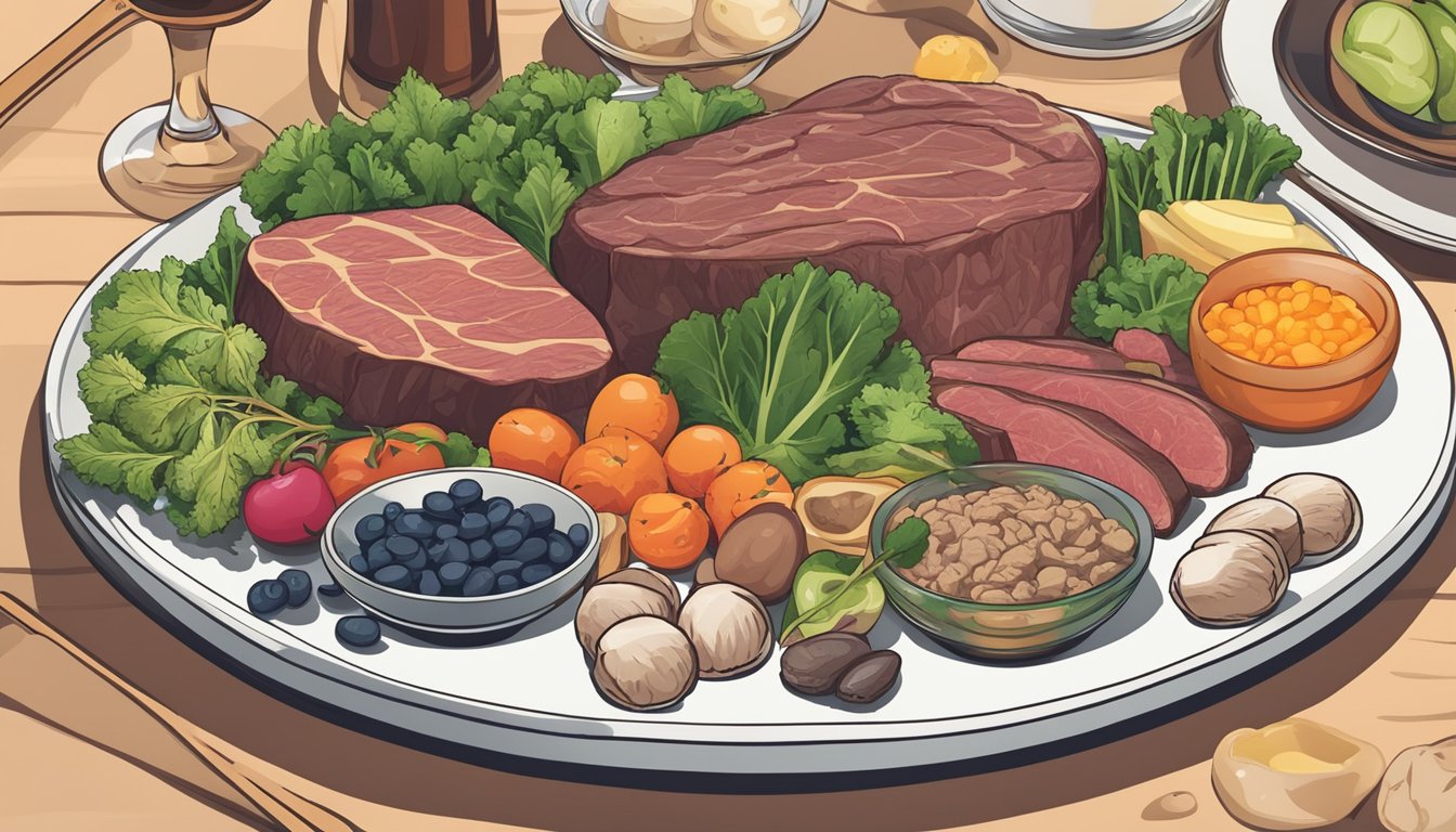 A plate of beef liver surrounded by other vitamin K2-rich foods