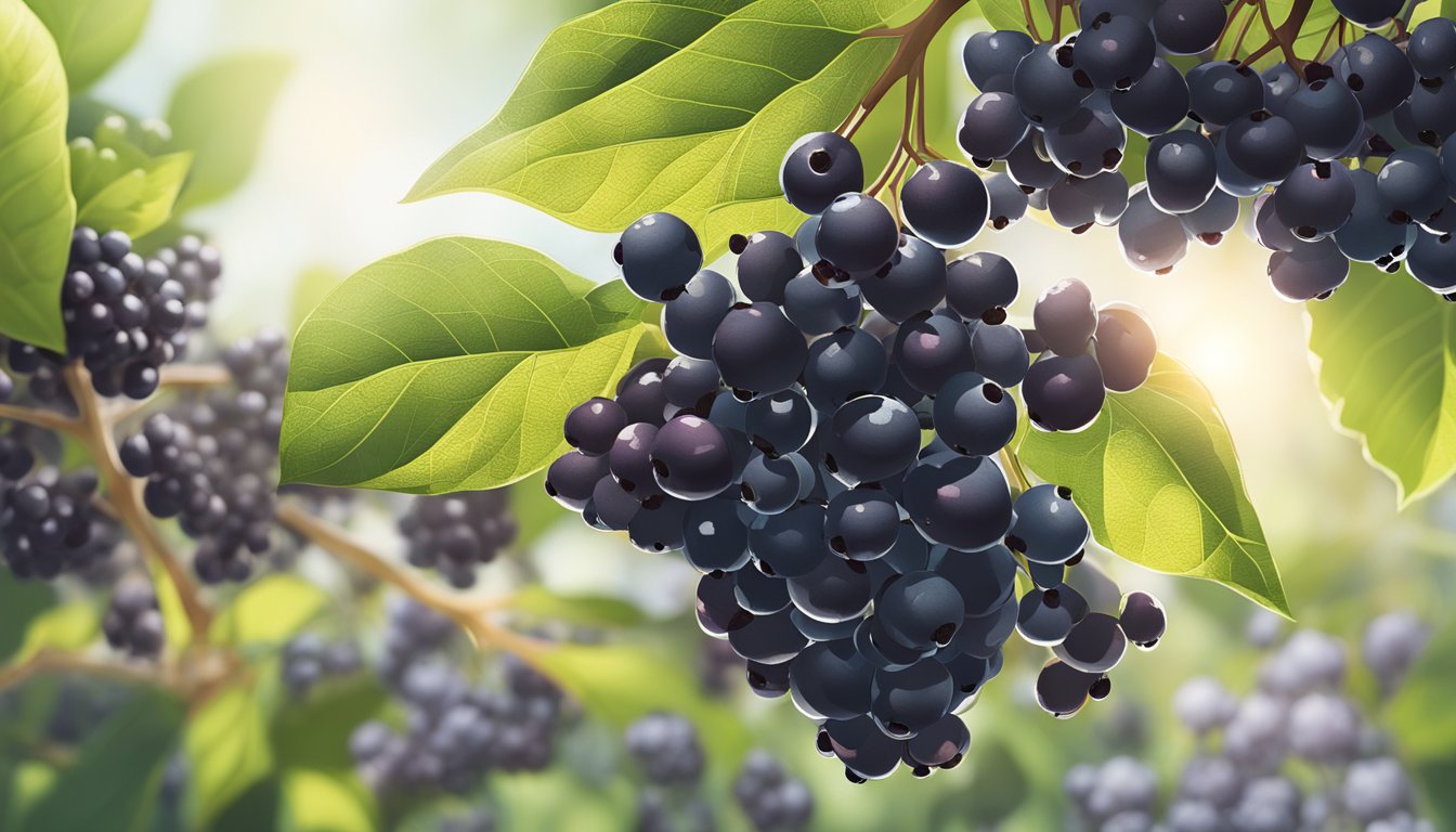 A lush cluster of elderberries surrounded by zinc-rich soil and bathed in sunlight