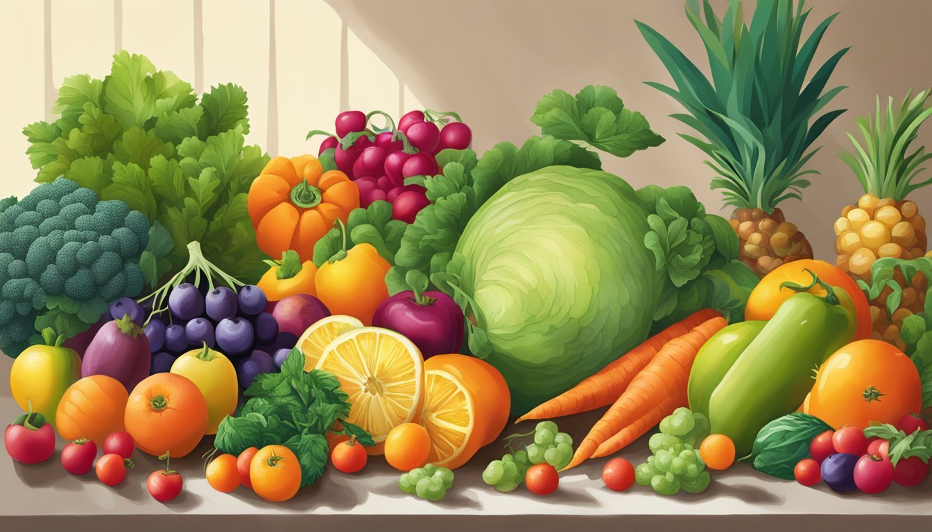 A vibrant scene of assorted fruits and vegetables, with a focus on carrots, showcasing their rich colors and textures