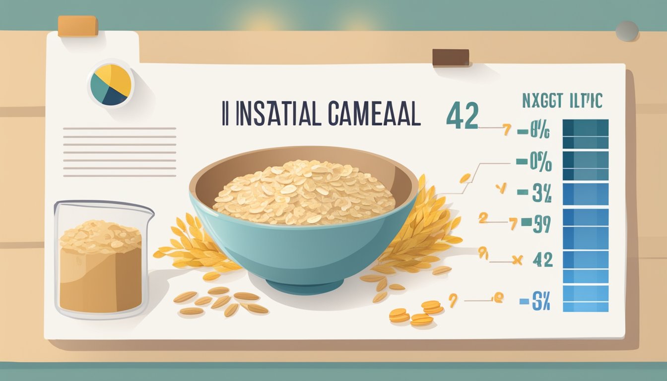 A bowl of instant oatmeal next to a chart showing high glycemic index foods