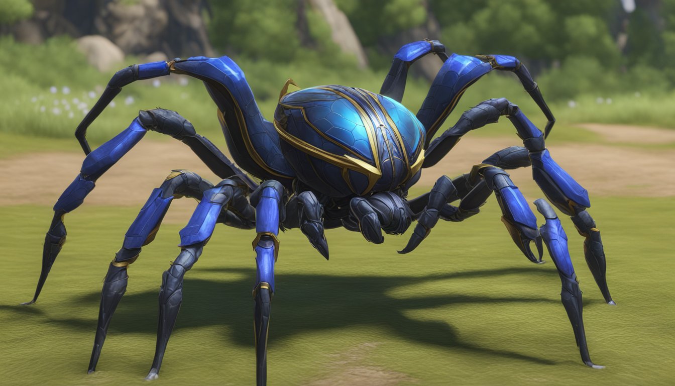 A spider-like arachnid creature performs maintenance and upgrades on its striking field dressing in the ffxiv arachne field