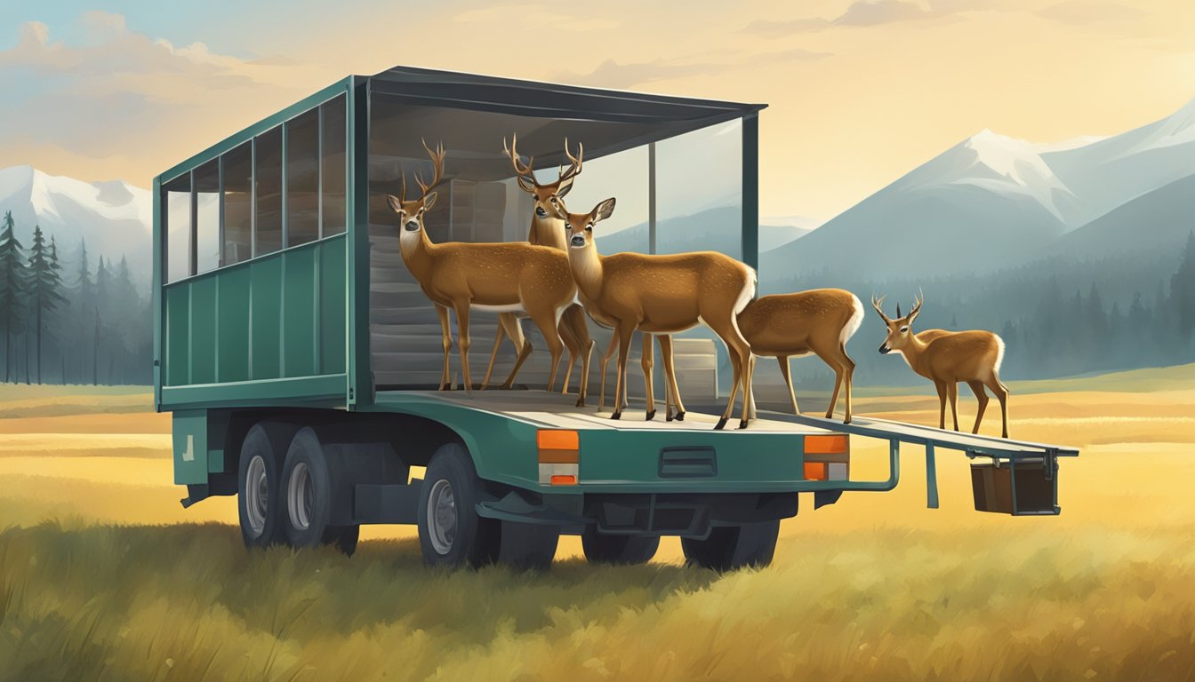 A deer being transported from a field to a processor, with the deer being field dressed in warm weather