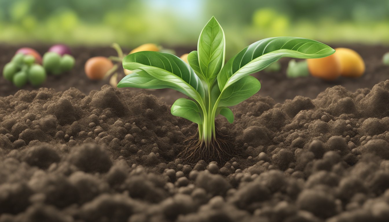 A seedling emerges from soil, growing into a mature plant bearing fruits. Fruits are harvested, seeds collected, and packaged for distribution