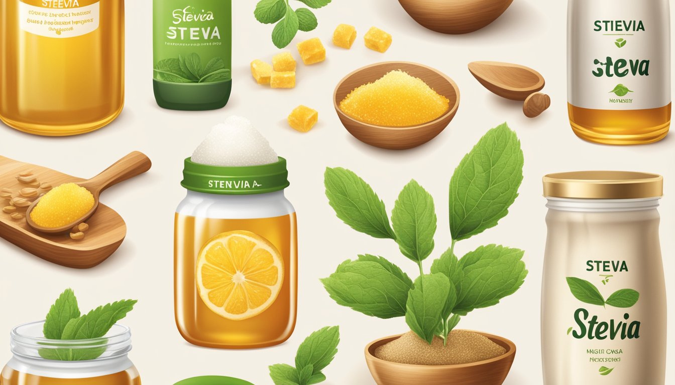 A variety of natural sweeteners, such as stevia and honey, displayed alongside ethically sourced pet food ingredients